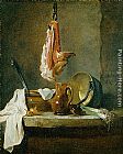 Jean Baptiste Simeon Chardin Famous Paintings - Still Life with a Rib of Beef